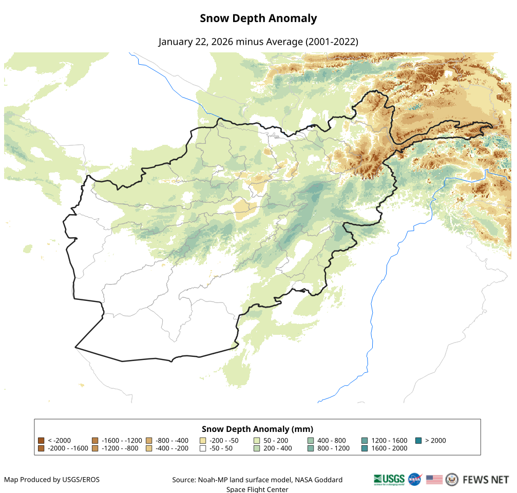 Afghanistan Key Message Update March September 2026 Emergency Afg Daily Fldas Snowdepth Anom 20260122 