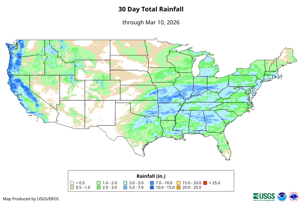 30 Day Total Rainfall