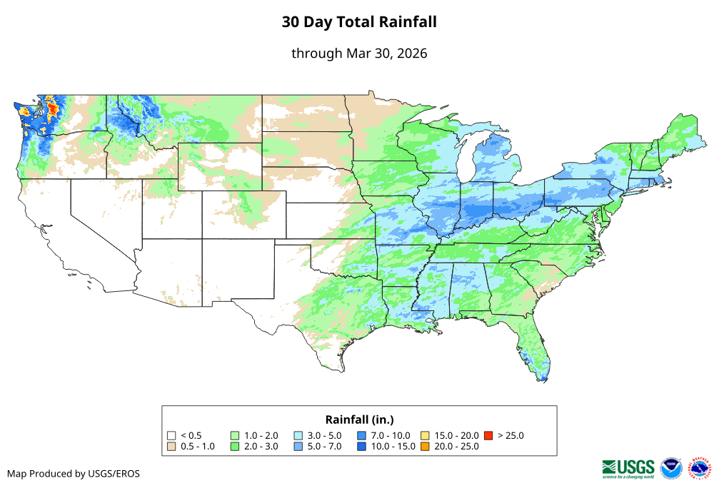30 Day Total Rainfall