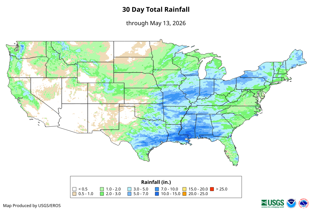 30 Day Total Rainfall