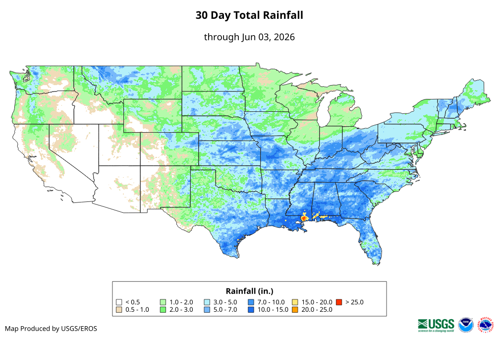 30 Day Total Rainfall